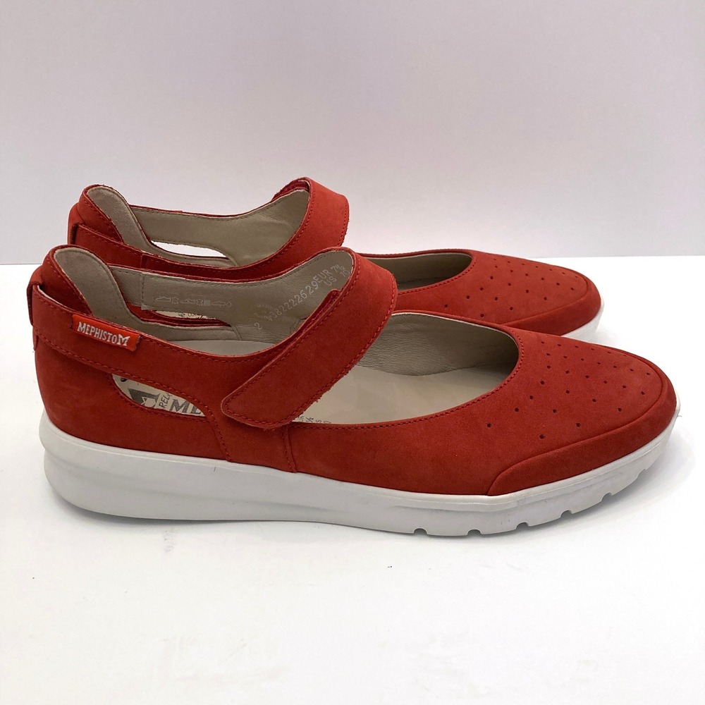 Mephisto Marsia Mary Jane Walking Shoe Red Nubuck Leather Womens 10 NEW